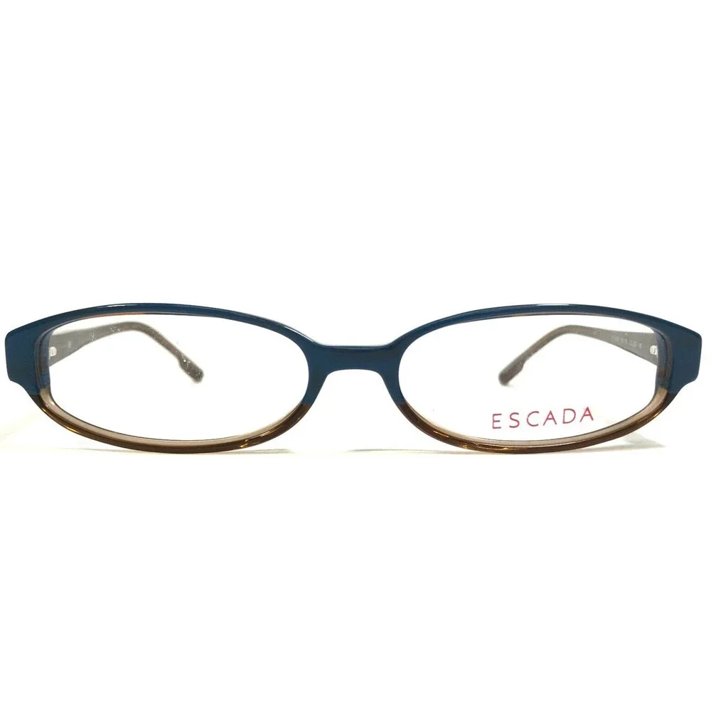 ESCADA Eyeglasses Frames VES 018L COL.6CF Clear Brown Blue Oval Logos 52-15-140